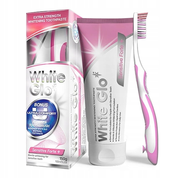 White Glo Sensitive Forte+ Pasta Wybielająca do Zębów Wrażliwych 100ml + Szczoteczka GRATIS