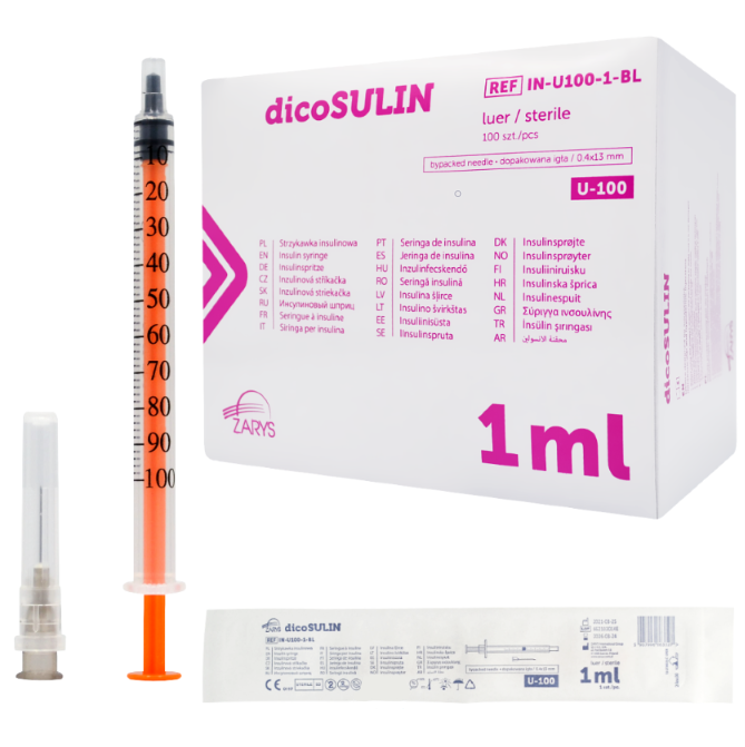 Dicosulin strzykawki insulinowe 0,4x13 mm 100 szt. SM1326