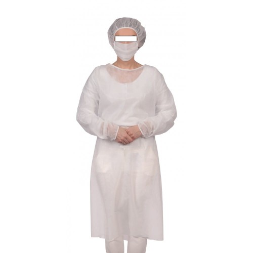 Medyczny Fartuch ochronny z atestowanej włókniny biały 35g.