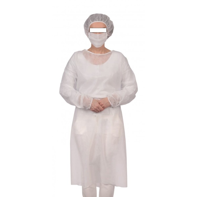 Medyczny Fartuch ochronny z atestowanej włókniny biały 35g.